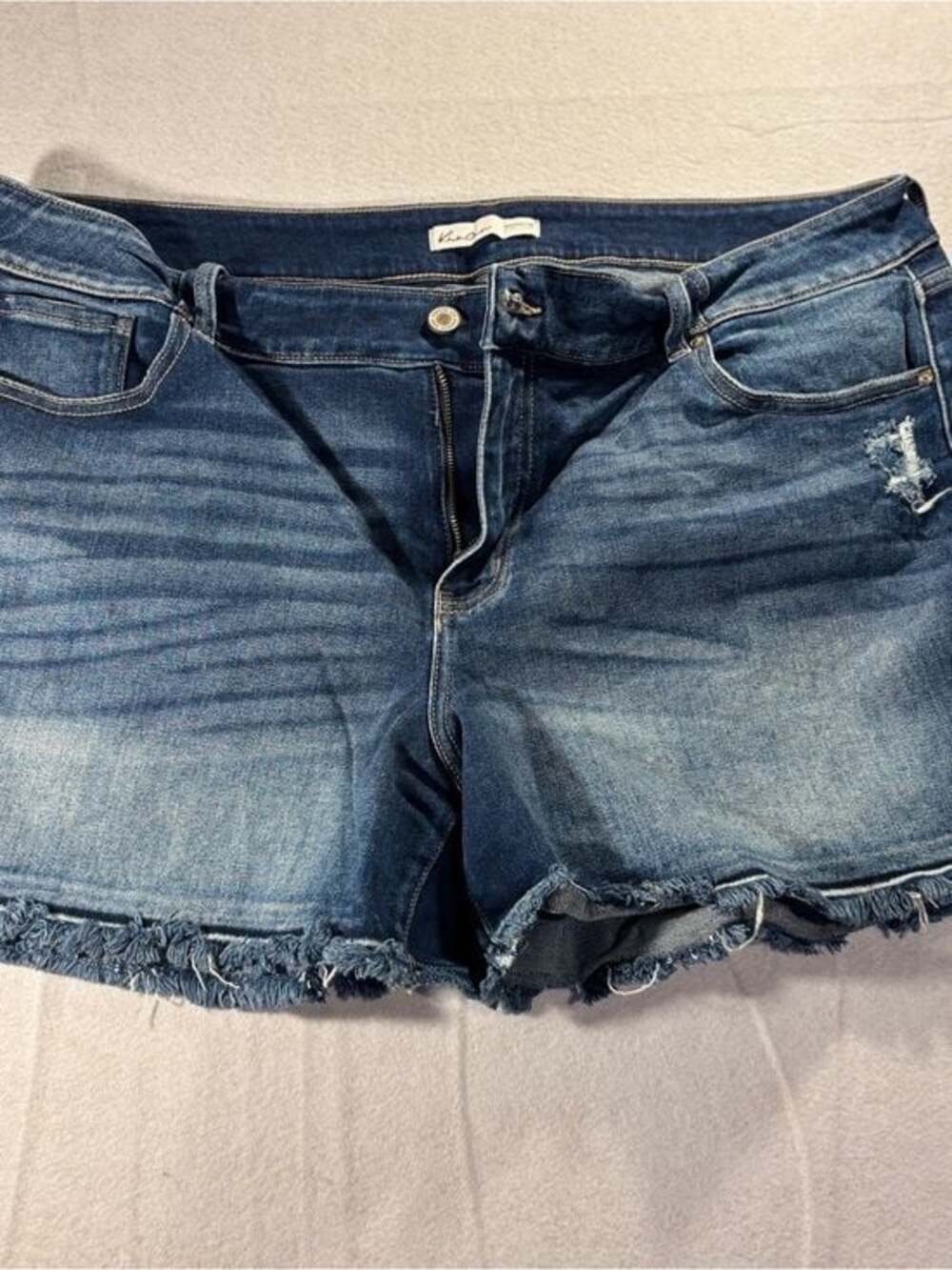 KanCan Dark Blue Distressed Denim Cutoff Shorts